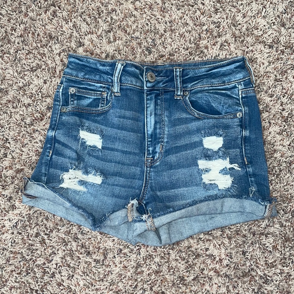 american eagle high rise denim shorts